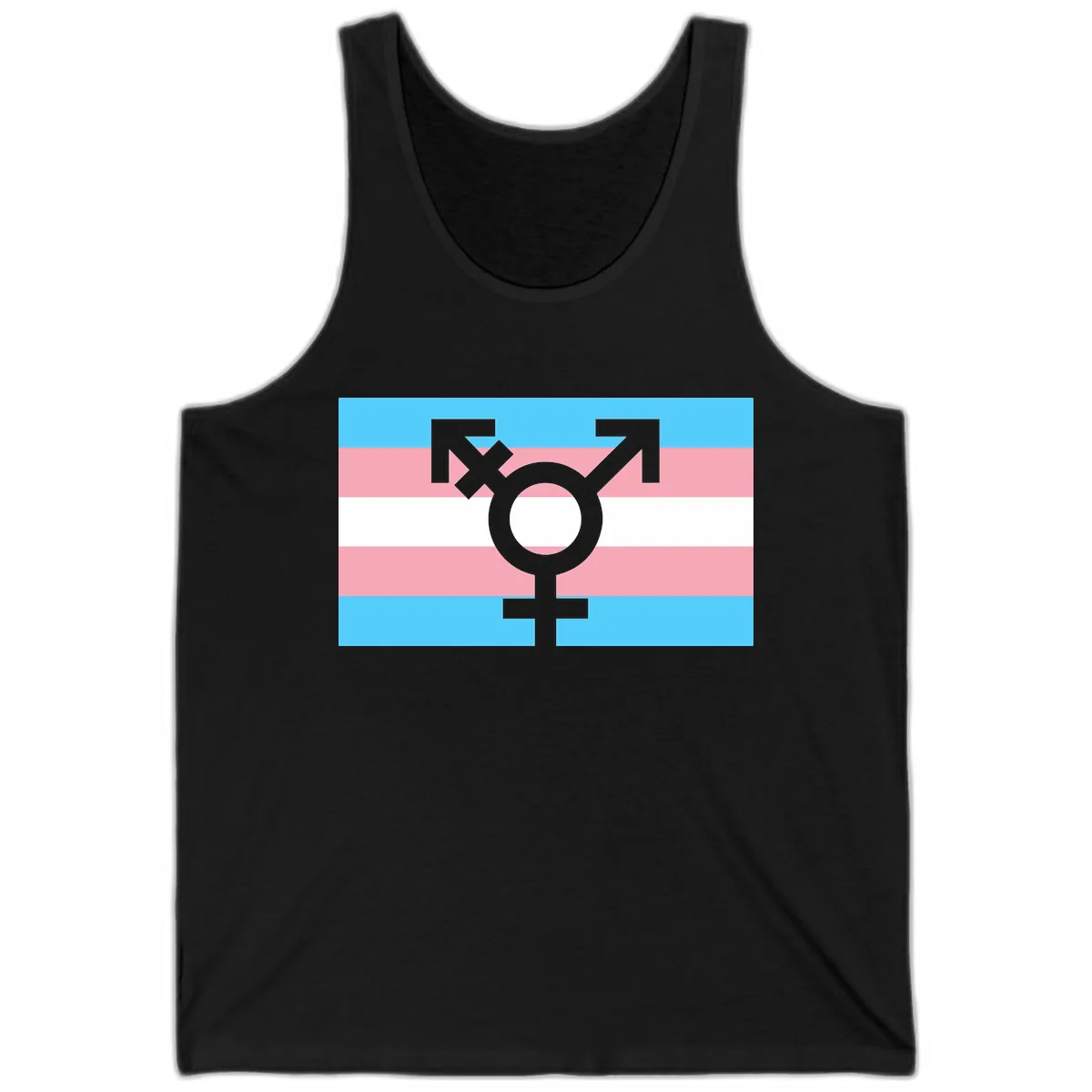 Transgender Pride Flag Symbol Tank in Black