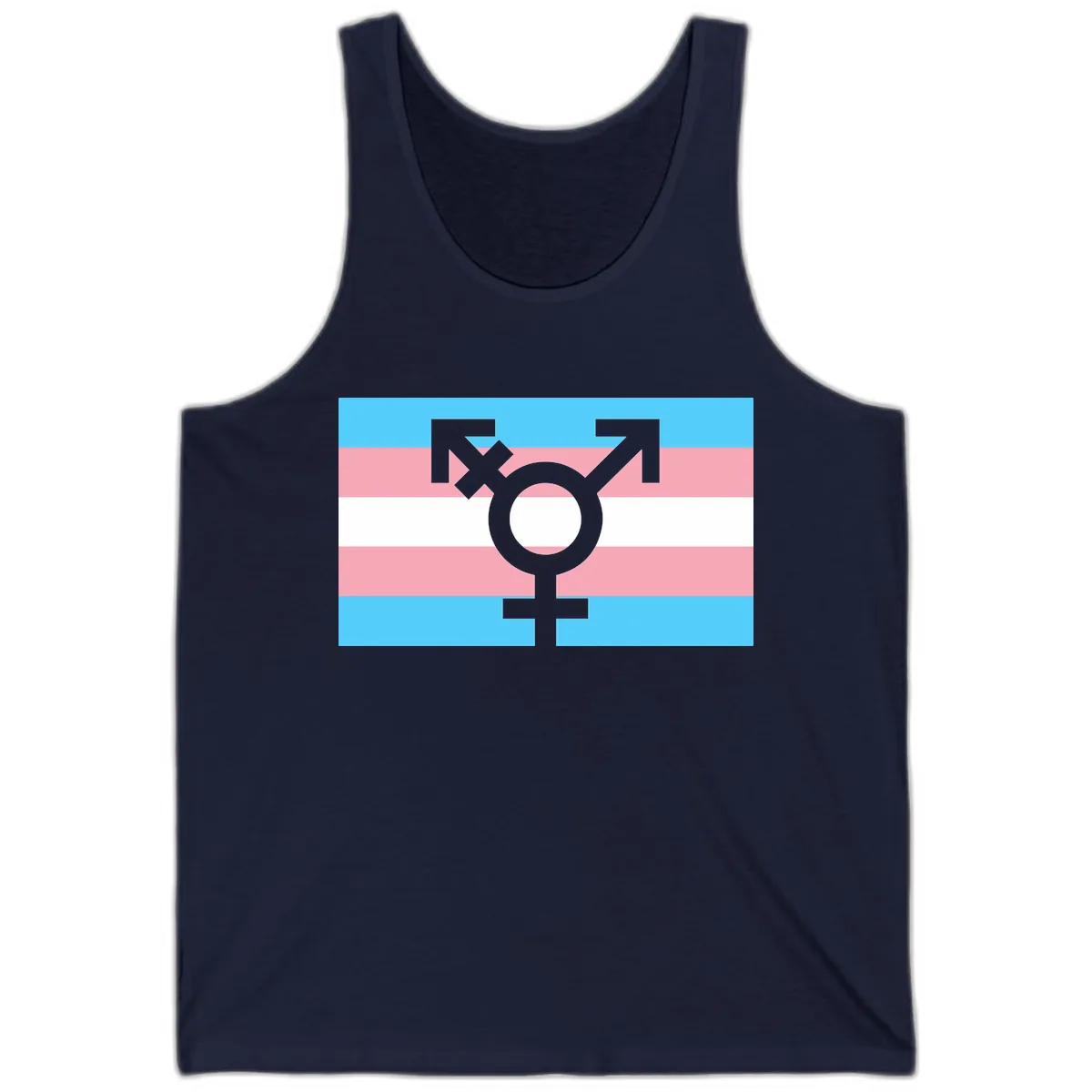 Transgender Pride Flag Symbol Tank in Navy