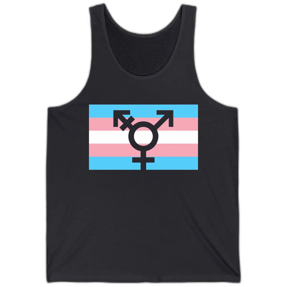 Transgender Pride Flag Symbol Tank in Dark Grey