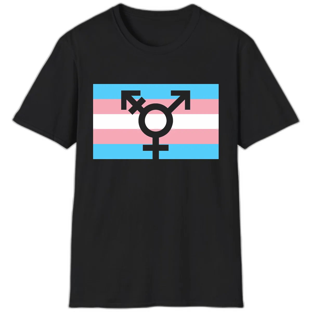 Transgender Pride Flag Symbol T-Shirt in Black
