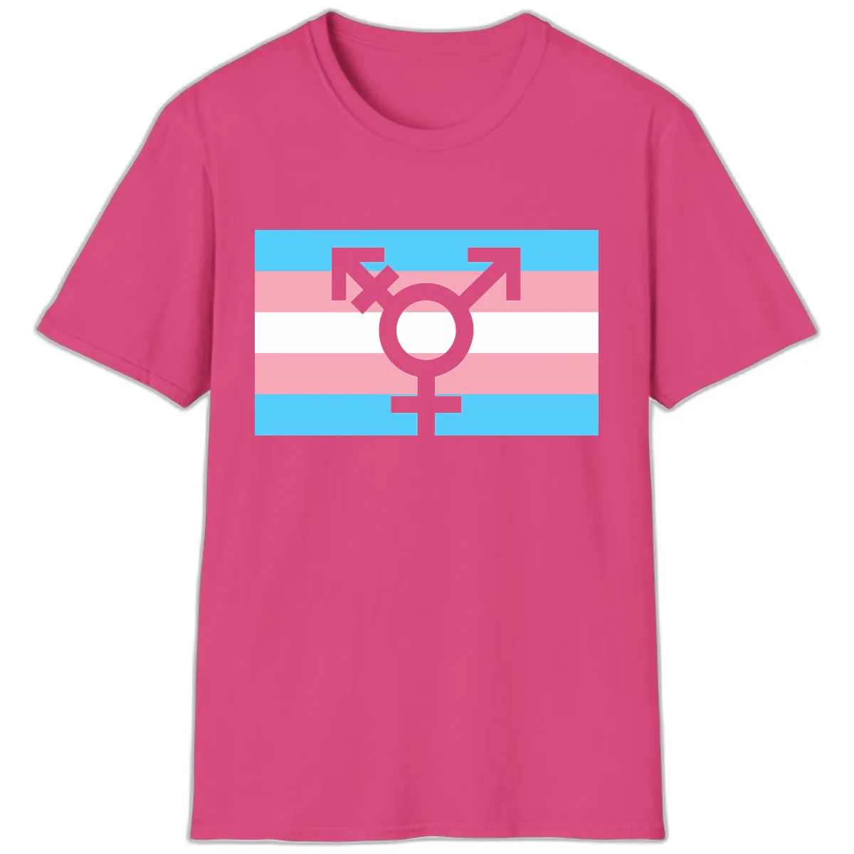 Transgender Pride Flag Symbol T-Shirt in Heliconia