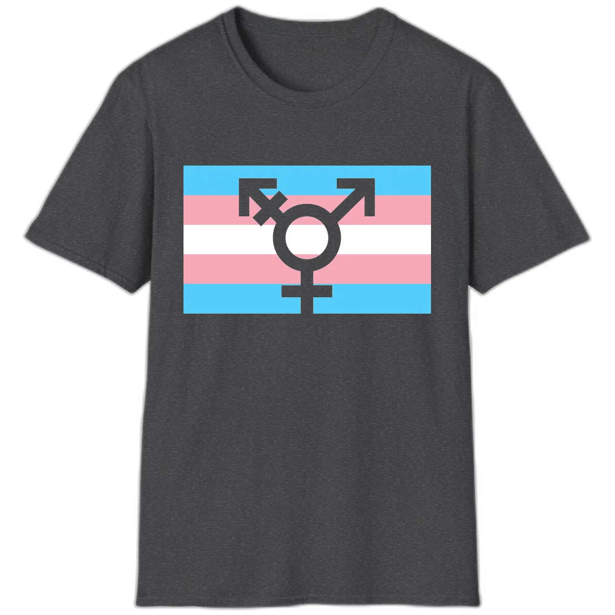 Transgender Pride Flag Symbol T-Shirt in Dark Heather