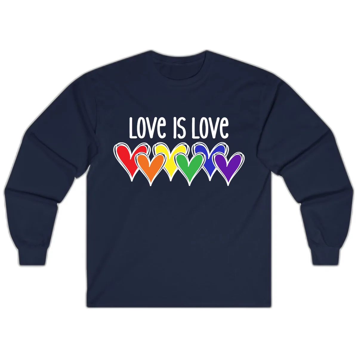 Love Is Love Rainbow Hearts Long Sleeve in Navy