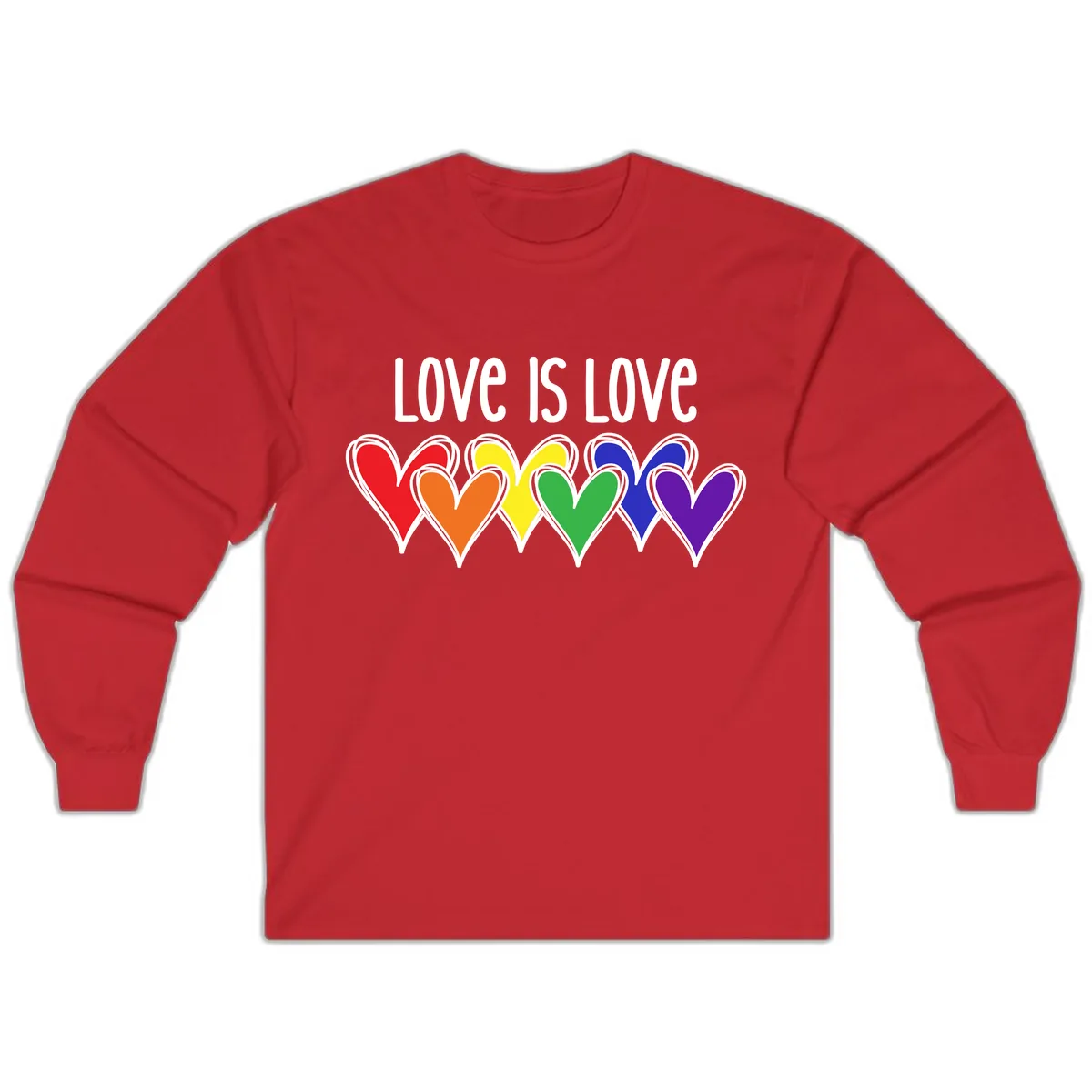 Love Is Love Rainbow Hearts Long Sleeve in Red