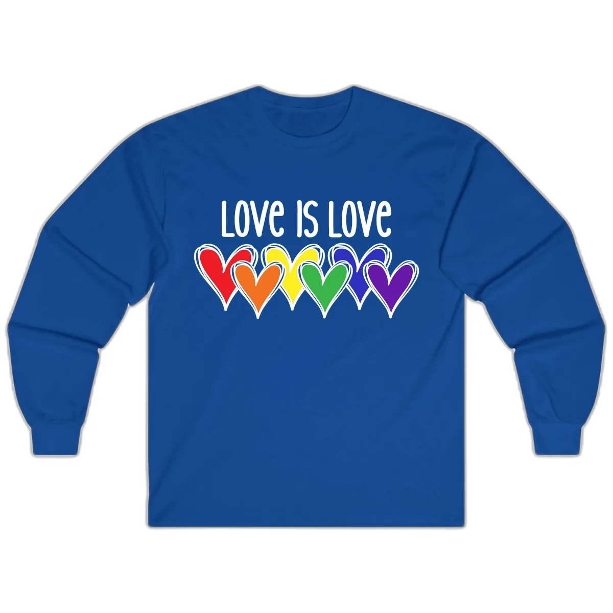 Love Is Love Rainbow Hearts Long Sleeve in Royal