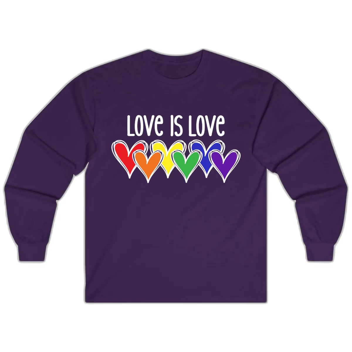 Love Is Love Rainbow Hearts Long Sleeve in Purple