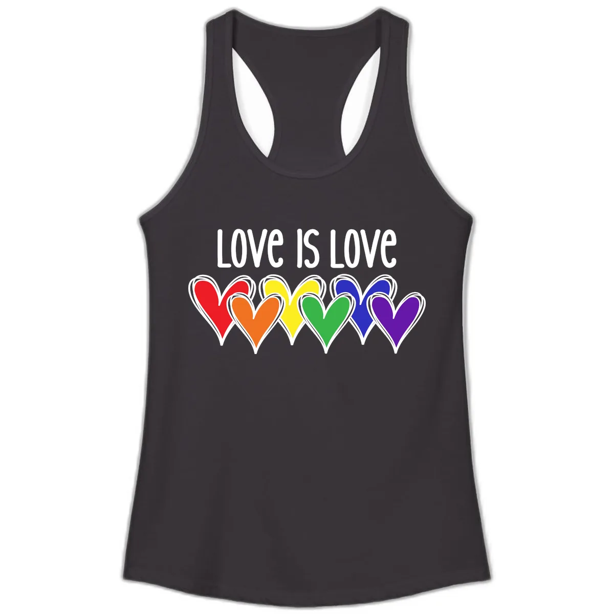 Love Is Love Rainbow Hearts Ladies Tank in Black