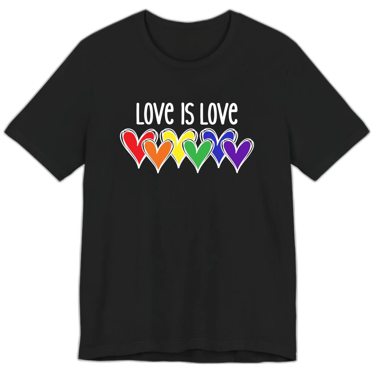 Love Is Love Rainbow Hearts Premium T-Shirt in Black