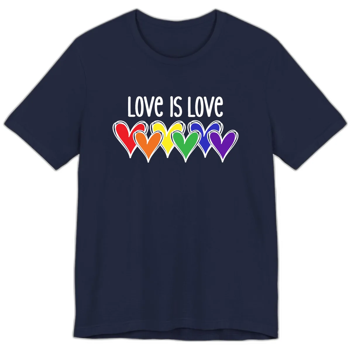 Love Is Love Rainbow Hearts Premium T-Shirt in Navy