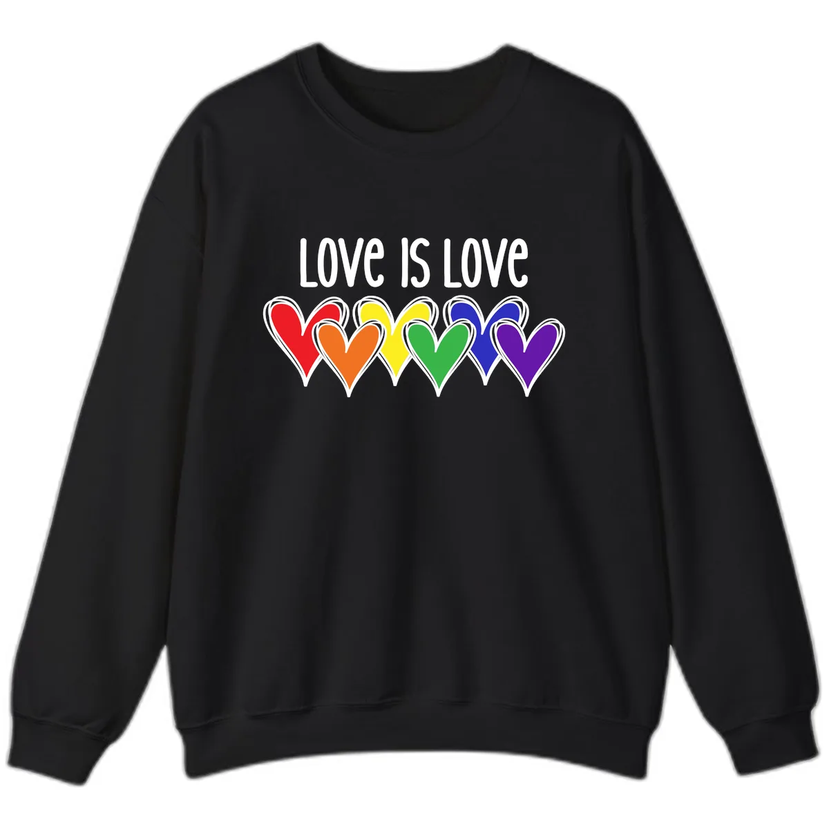 Love Is Love Rainbow Hearts Sweatshirt in Black
