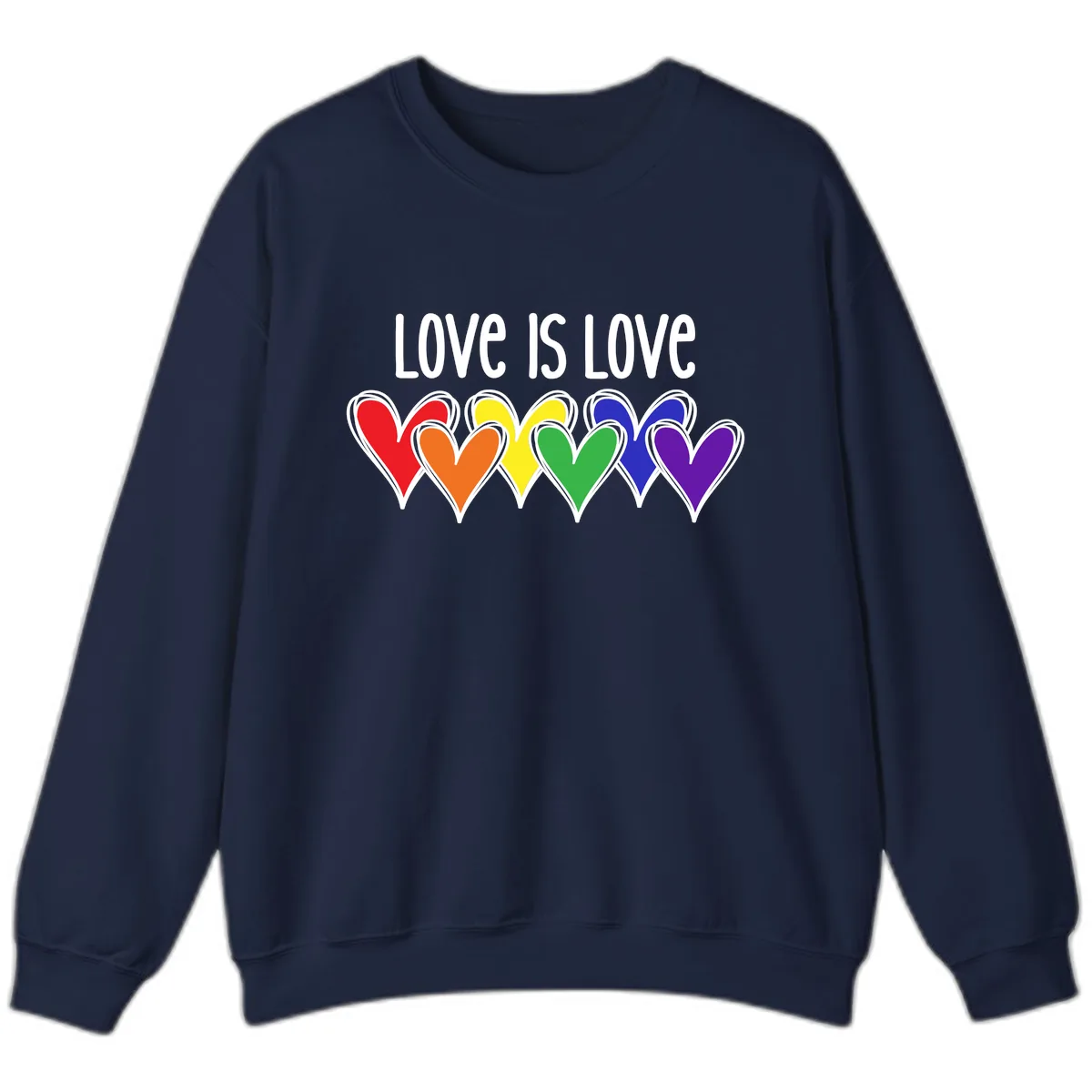 Love Is Love Rainbow Hearts Sweatshirt in Navy