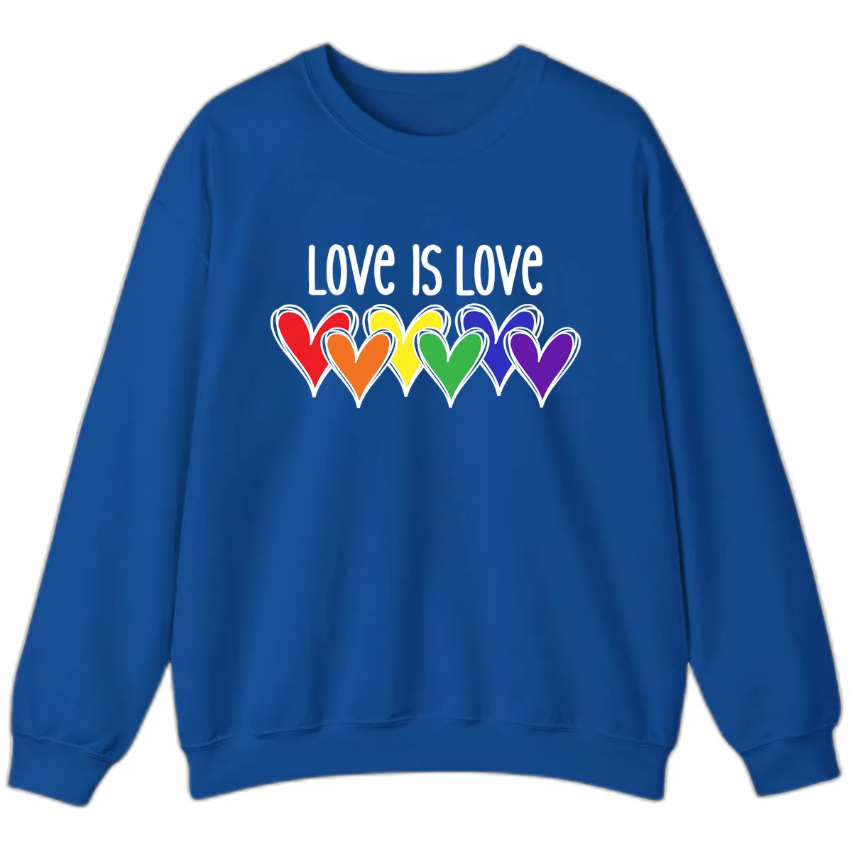 Love Is Love Rainbow Hearts Sweatshirt in Royal