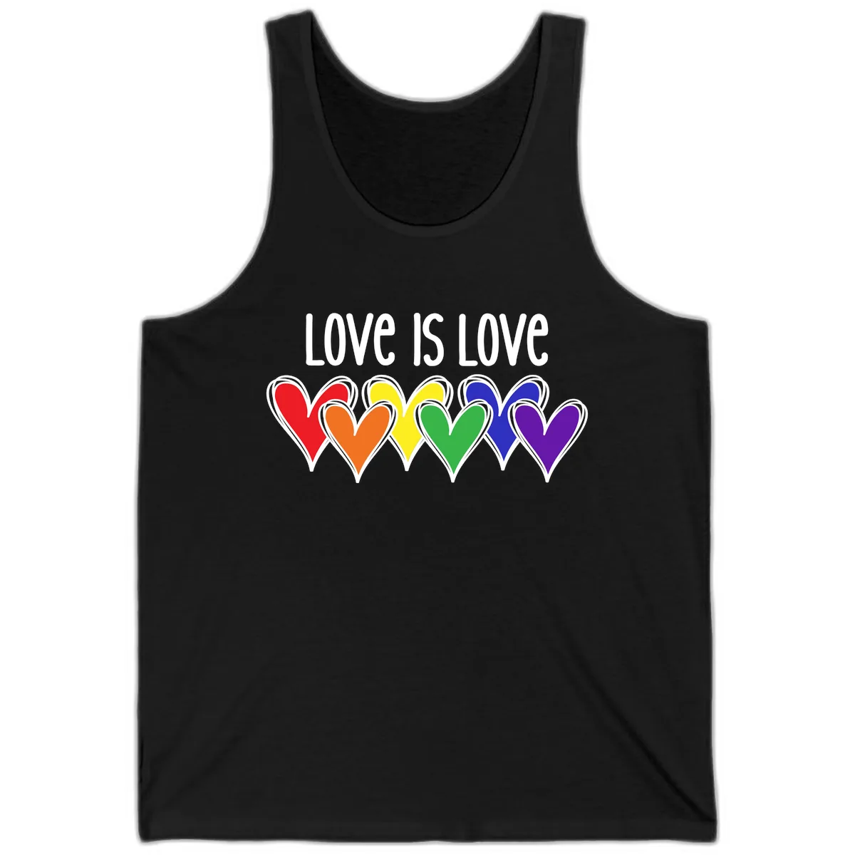 Love Is Love Rainbow Hearts Tank in Black