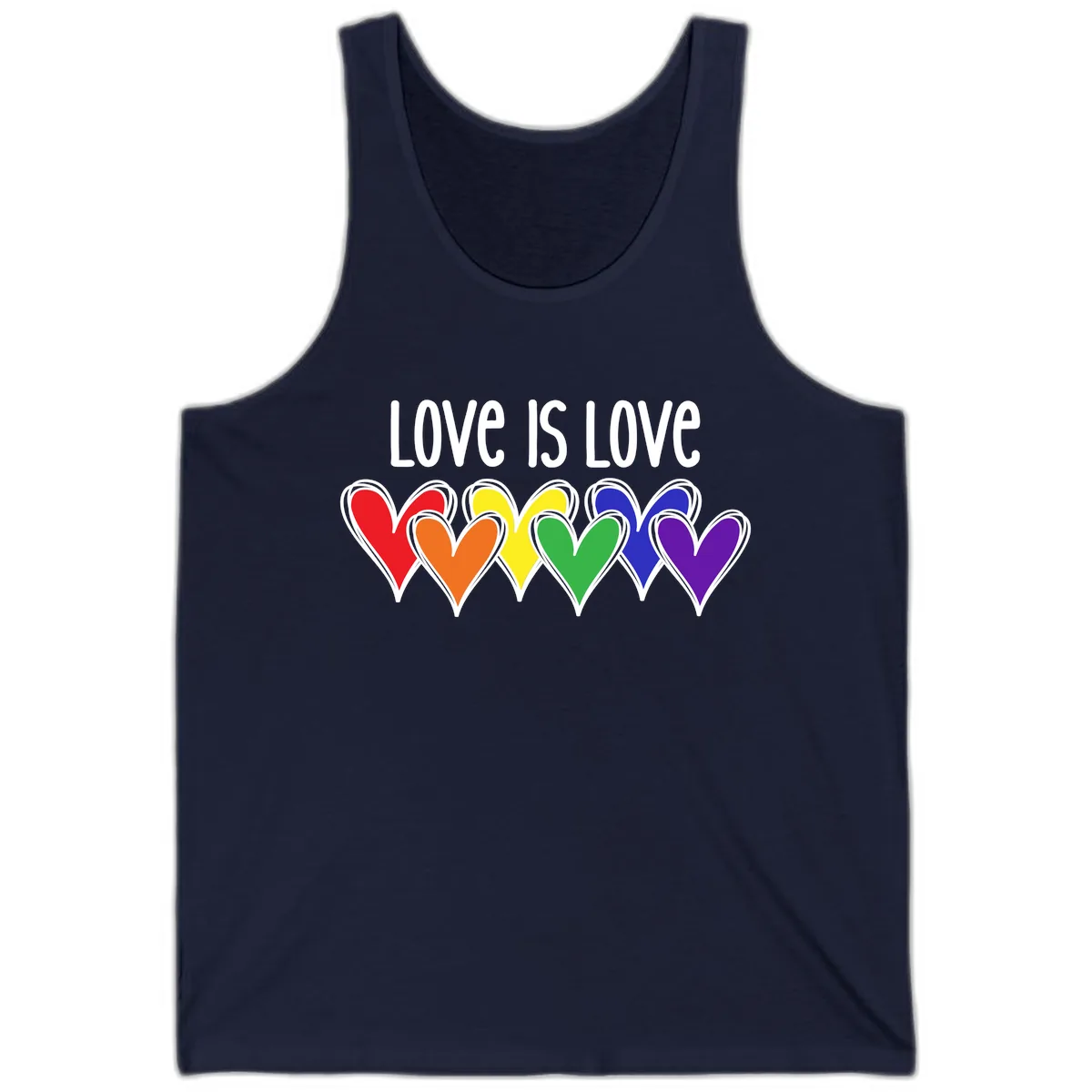 Love Is Love Rainbow Hearts Tank in Navy