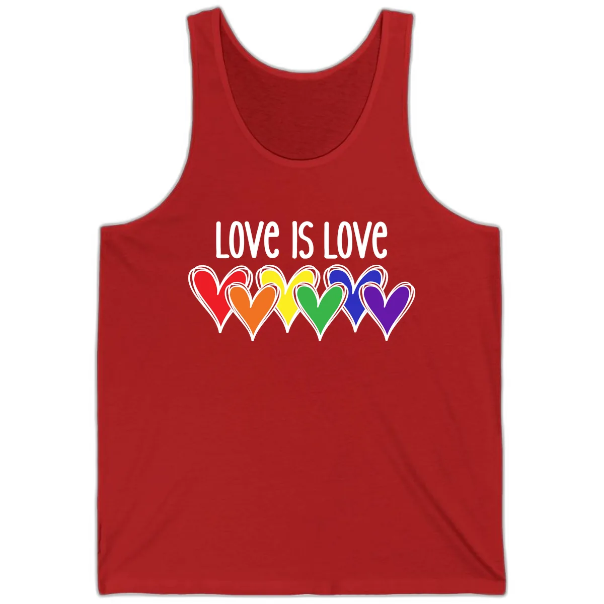 Love Is Love Rainbow Hearts Tank in Red