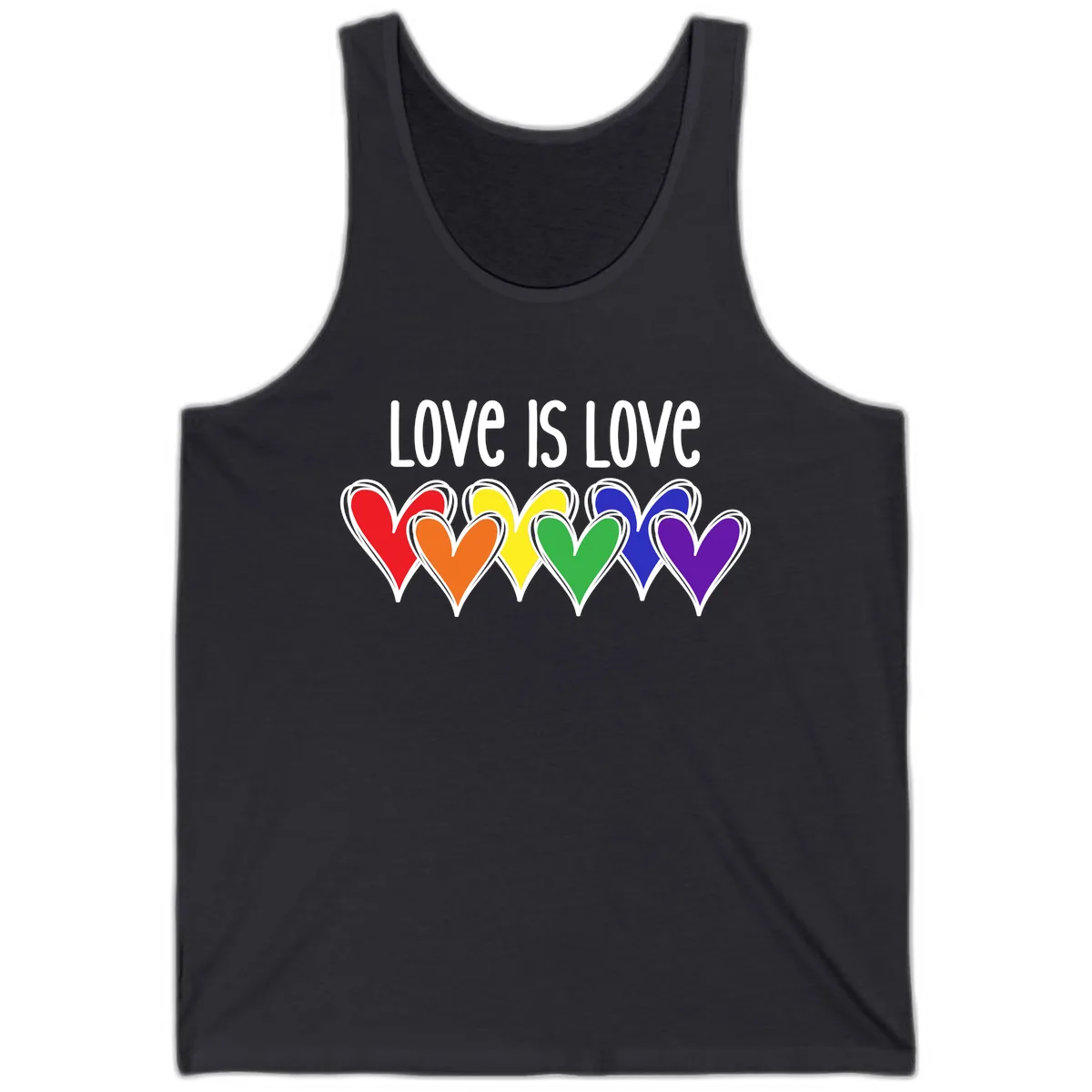 Love Is Love Rainbow Hearts Tank in Dark Grey