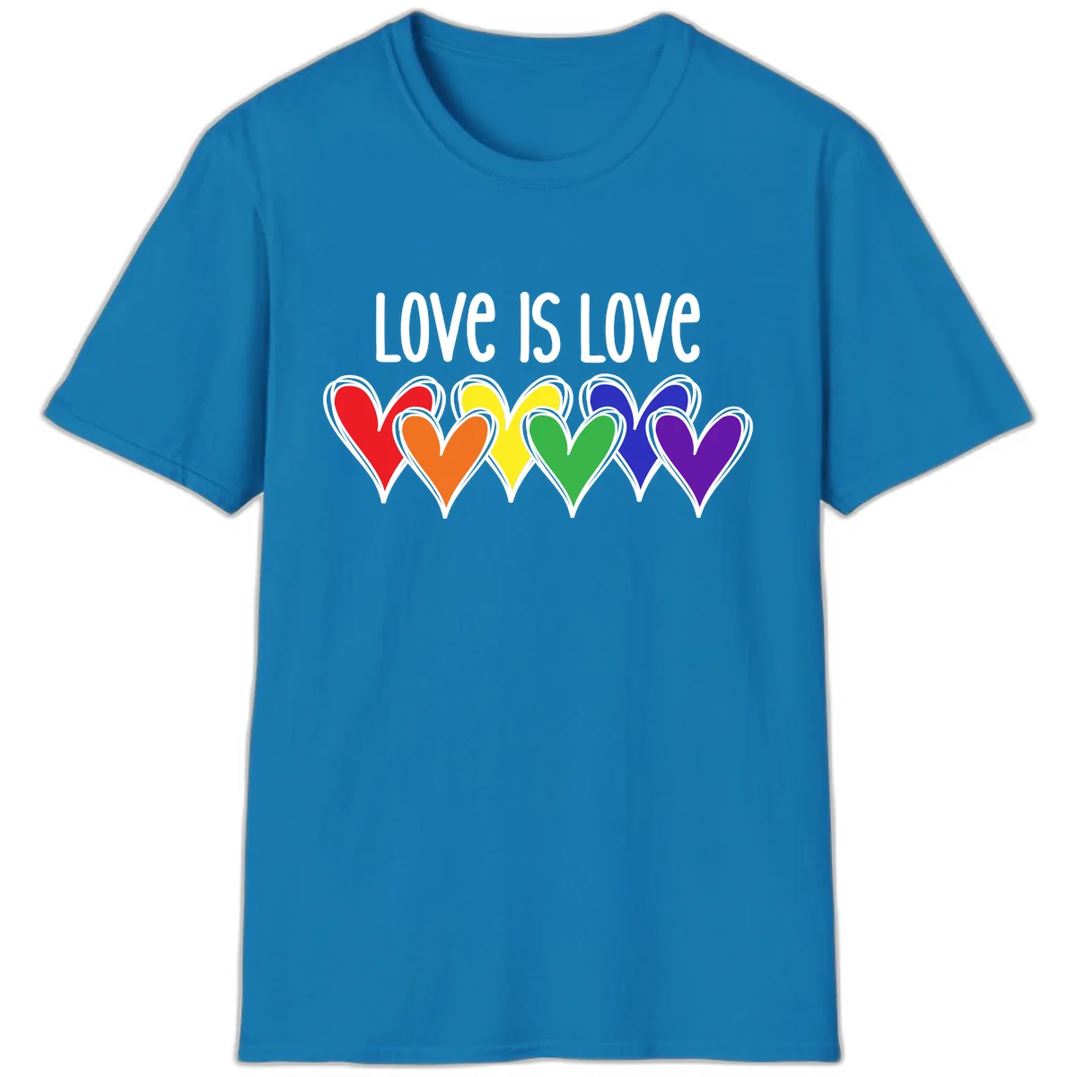 Love Is Love Rainbow Hearts T-Shirt in Sapphire