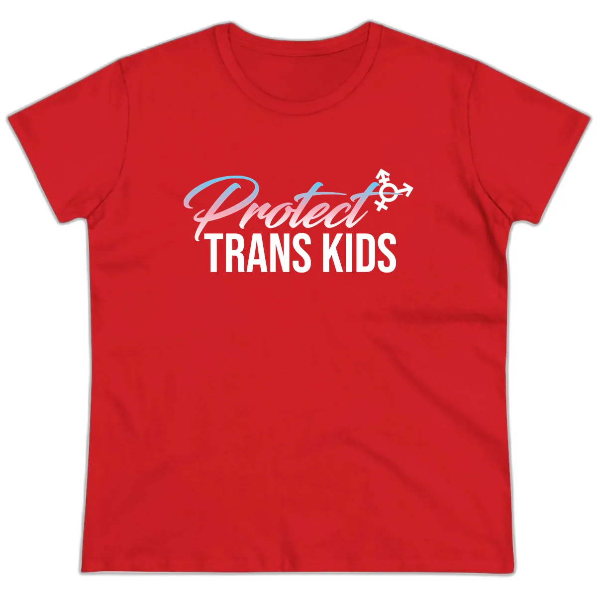 Protect Trans Kids Ladies Tee in Red