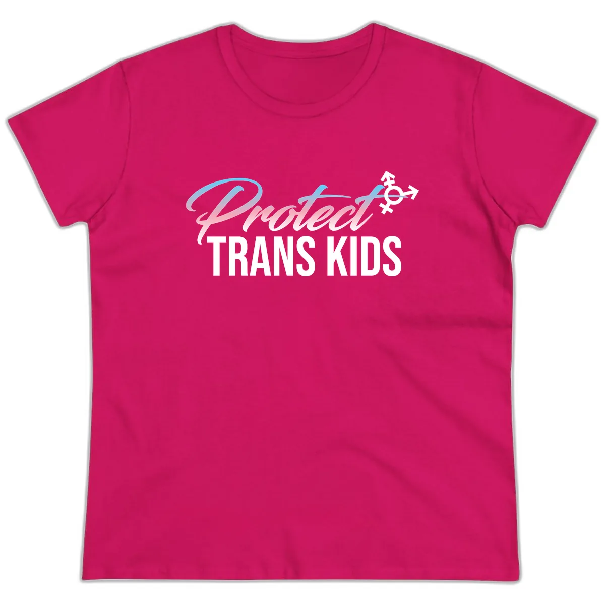 Protect Trans Kids Ladies Tee in Heliconia