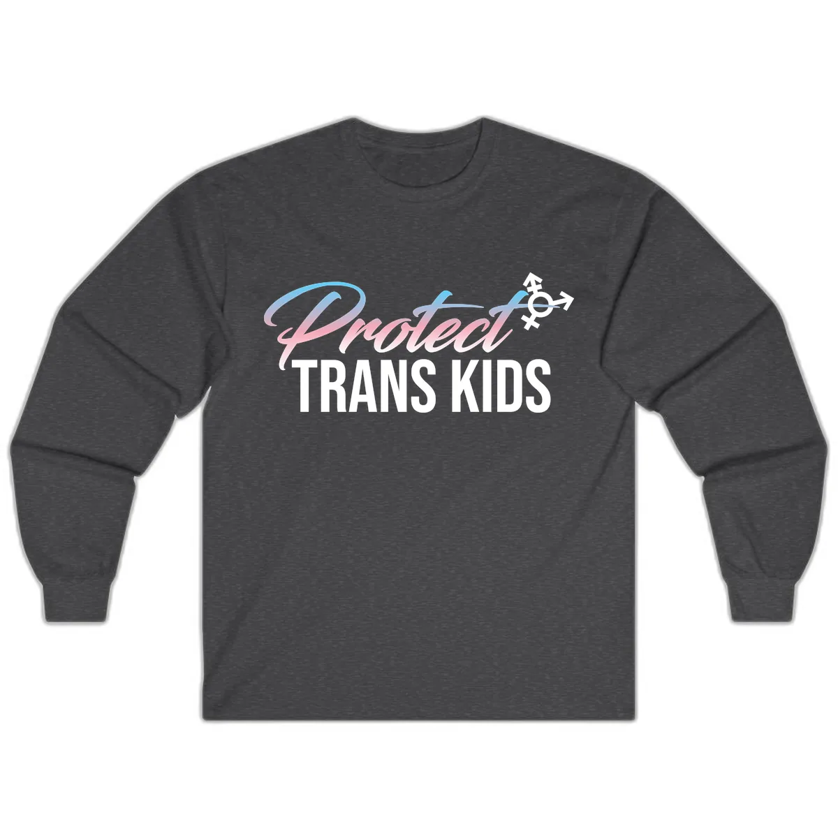 Protect Trans Kids Long Sleeve in Dark Heather