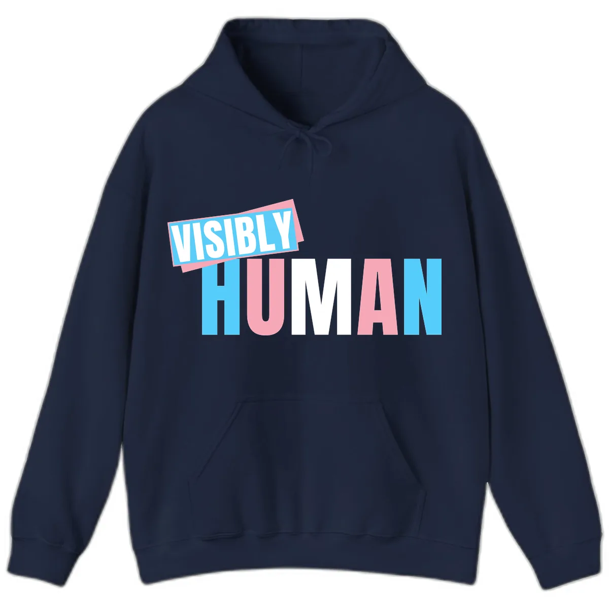 Visibly Human Pride Statement Hoodie in Navy
