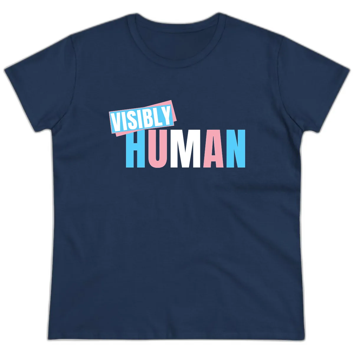 Visibly Human Pride Statement Ladies Tee in Navy