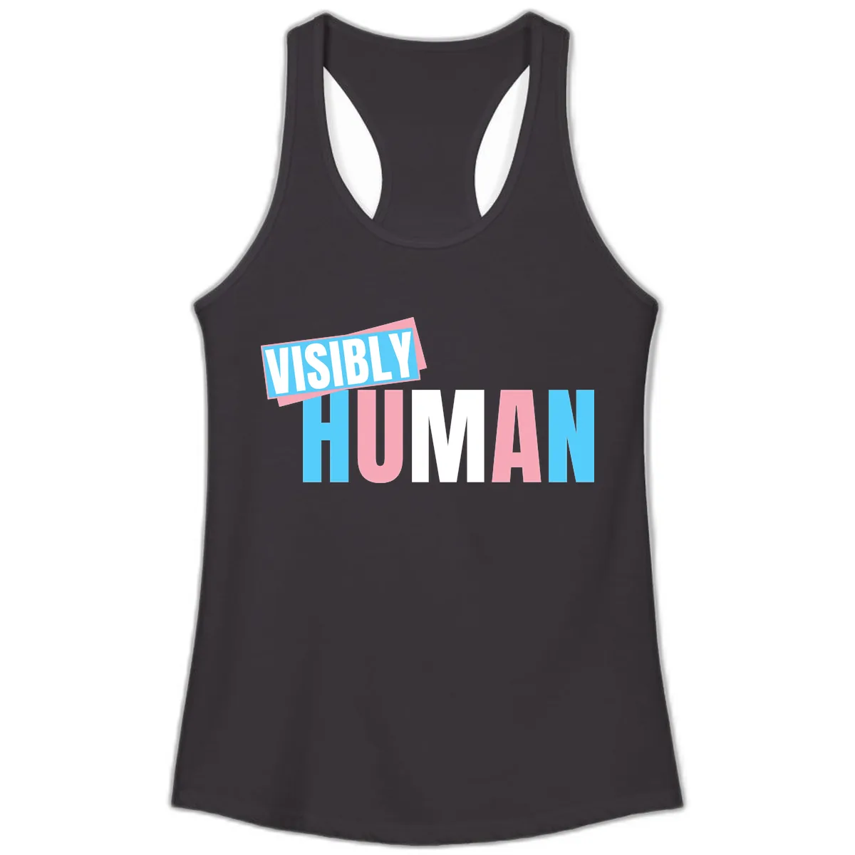 Visibly Human Pride Statement Ladies Tank in Black