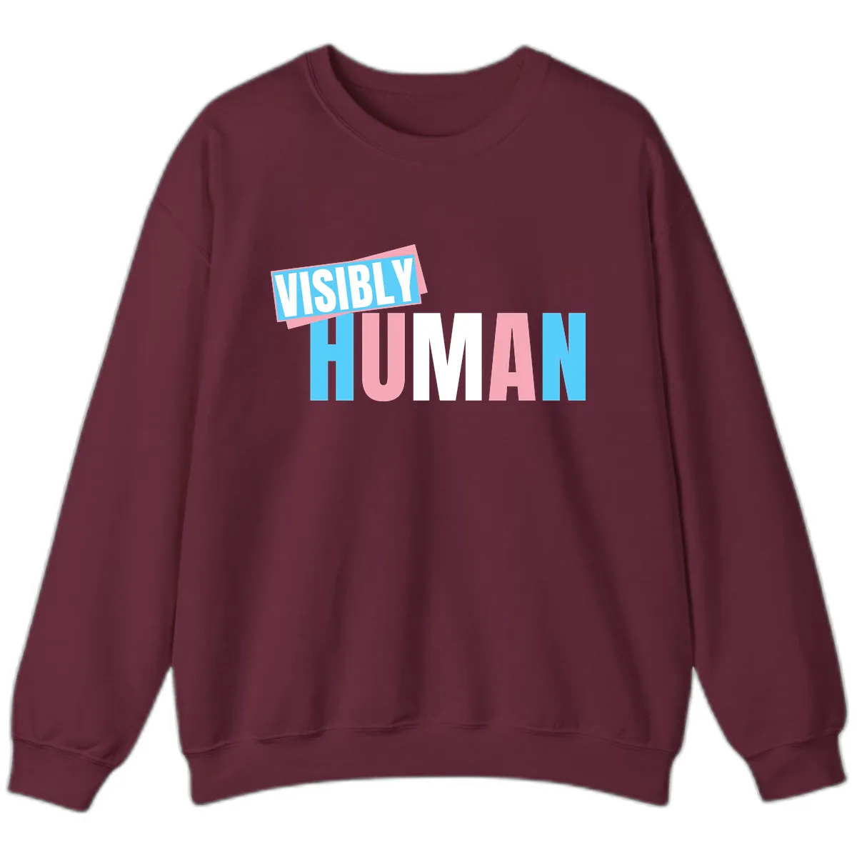 Visibly Human Pride Statement Sweatshirt in Maroon