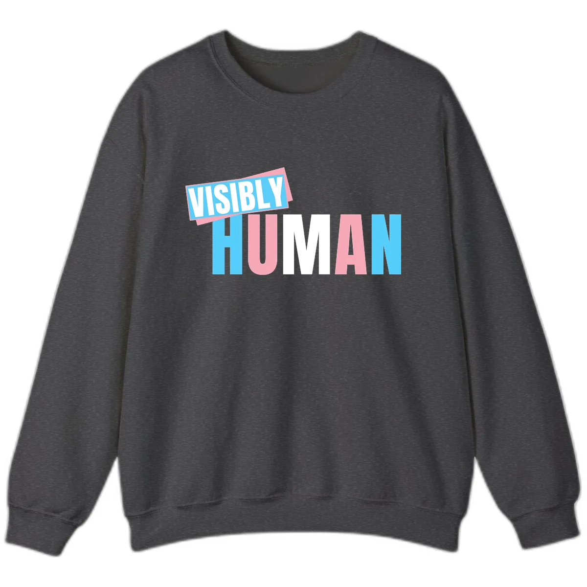 Visibly Human Pride Statement Sweatshirt in Dark Heather