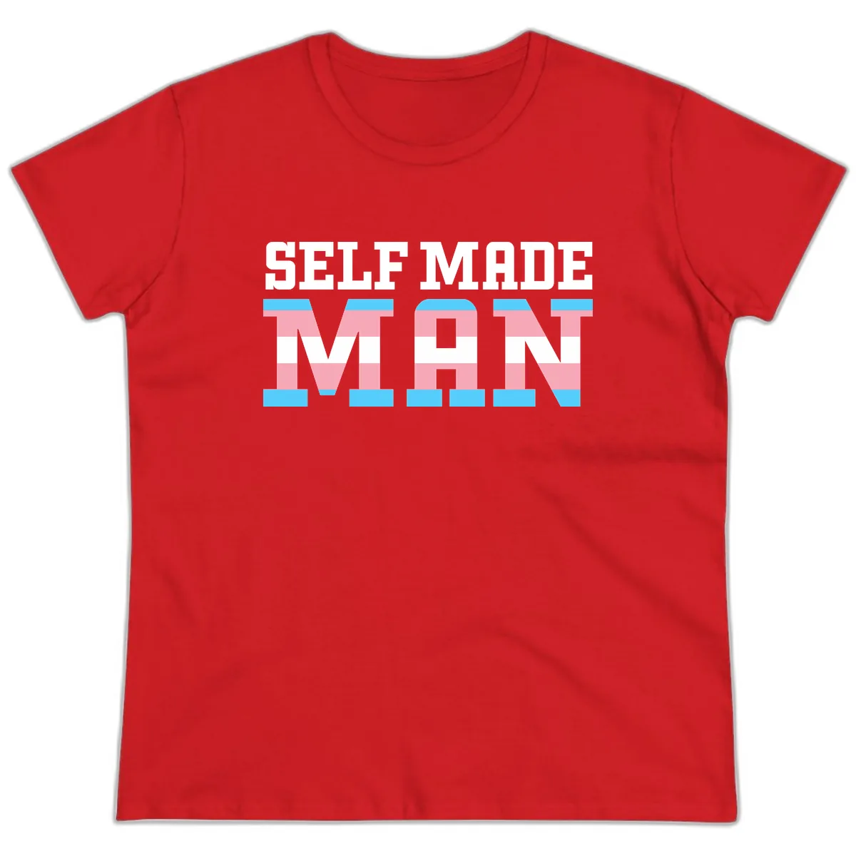 Self Made Trans Pride Ladies Tee in Red