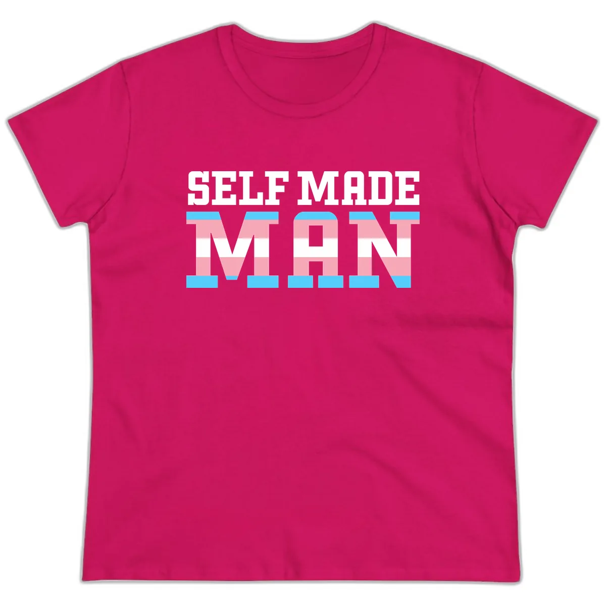 Self Made Trans Pride Ladies Tee in Heliconia