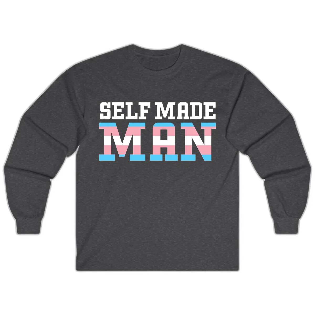 Self Made Trans Pride Long Sleeve in Dark Heather