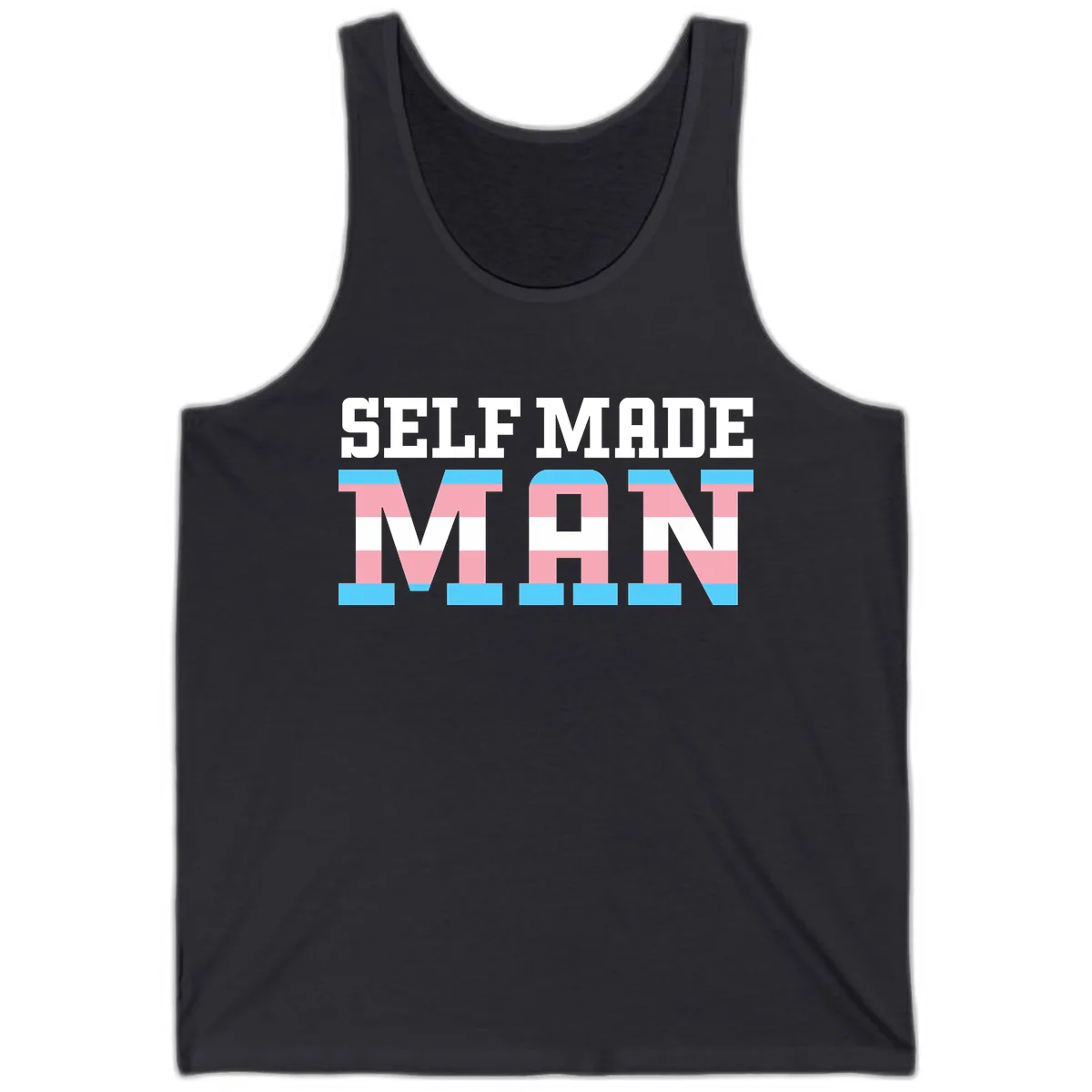Self Made Trans Pride Tank in Dark Grey