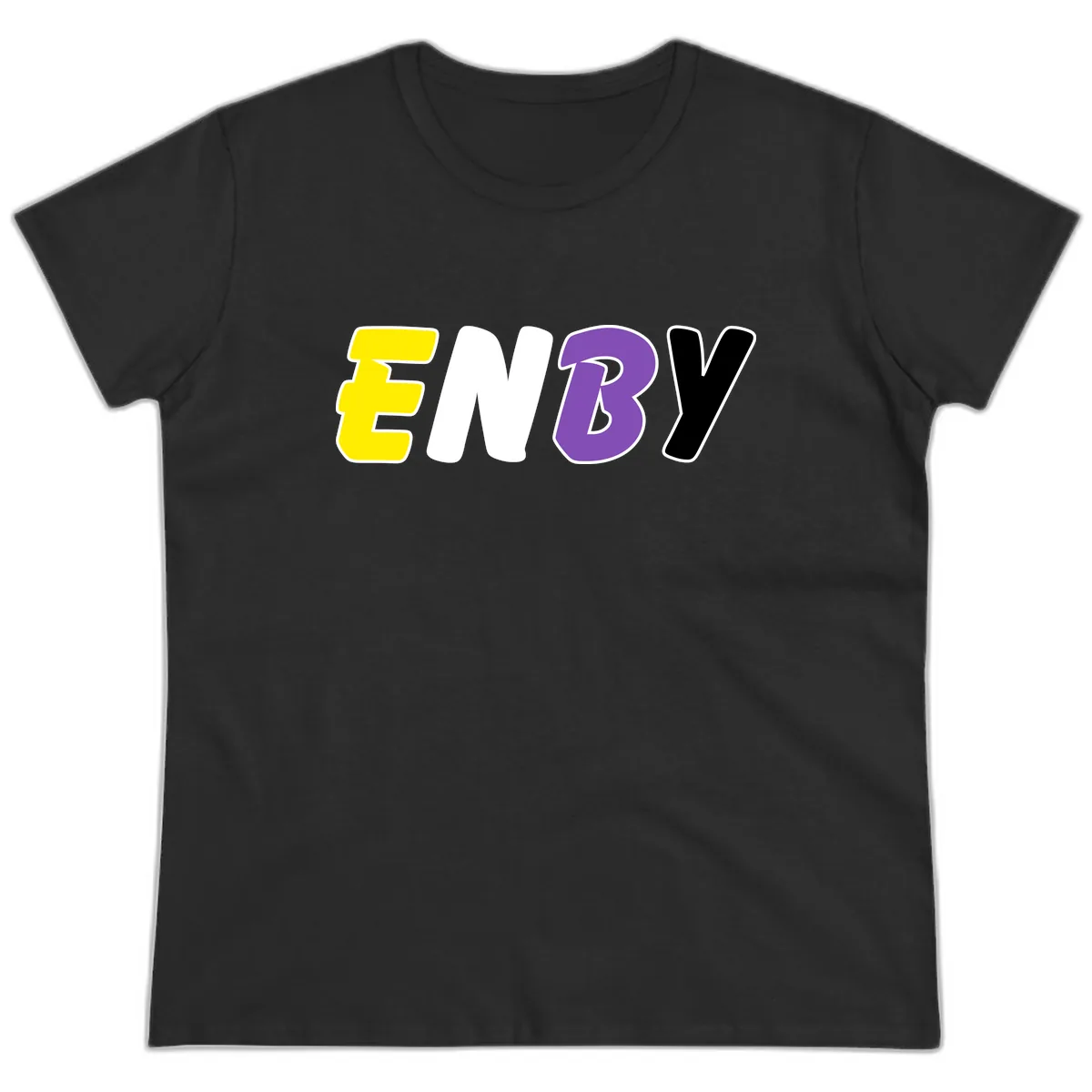 Enjoy Three Seven Pride Design Ladies Tee in Black