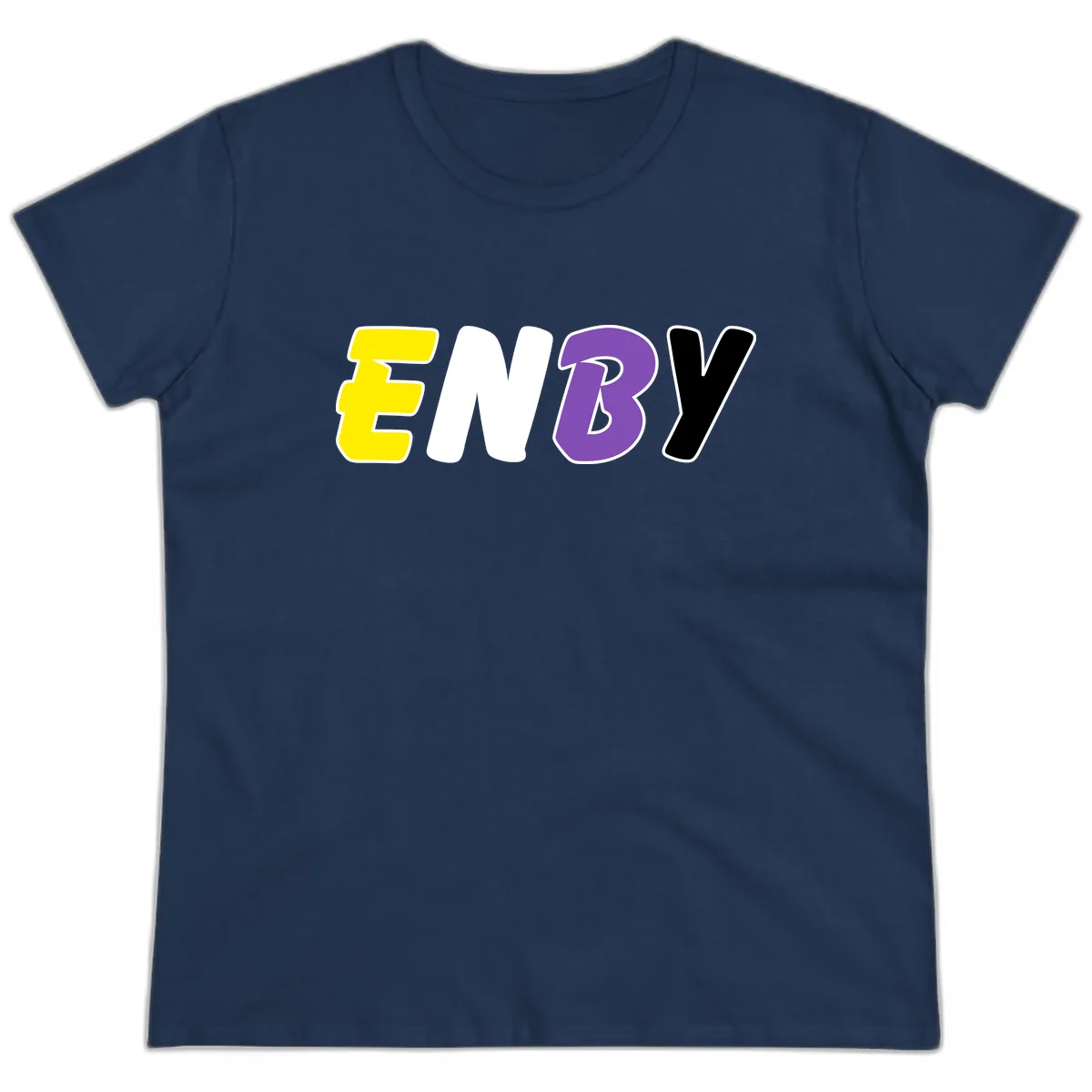 Enjoy Three Seven Pride Design Ladies Tee in Navy