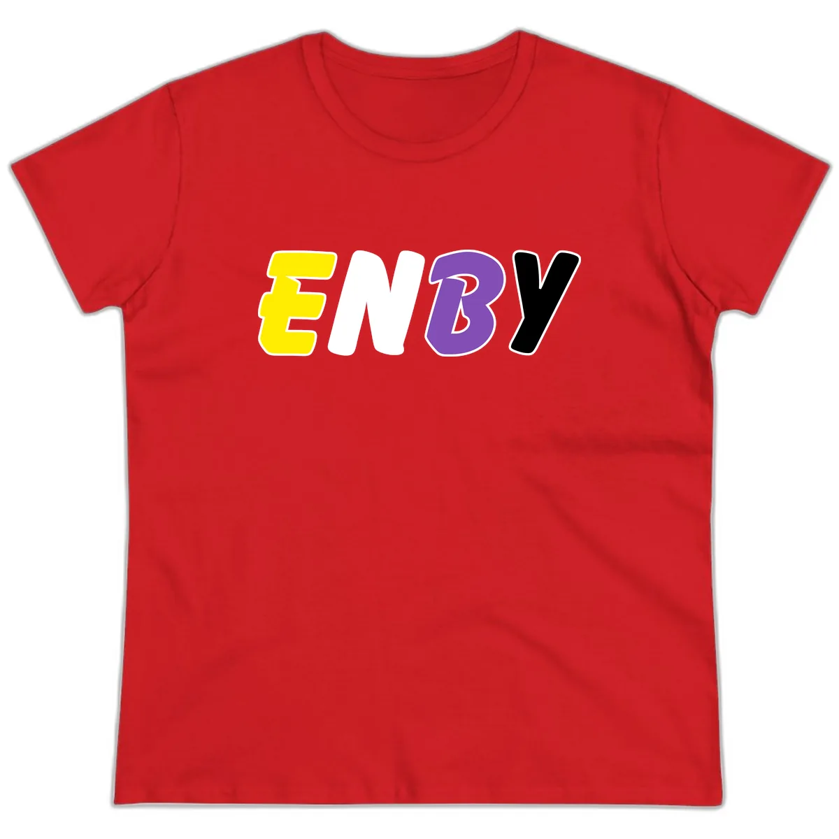 Enjoy Three Seven Pride Design Ladies Tee in Red
