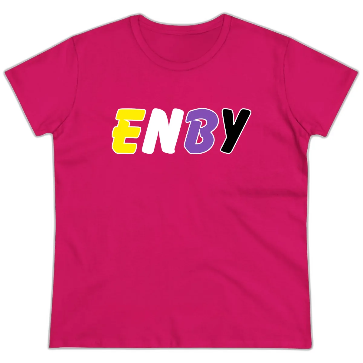 Enjoy Three Seven Pride Design Ladies Tee in Heliconia