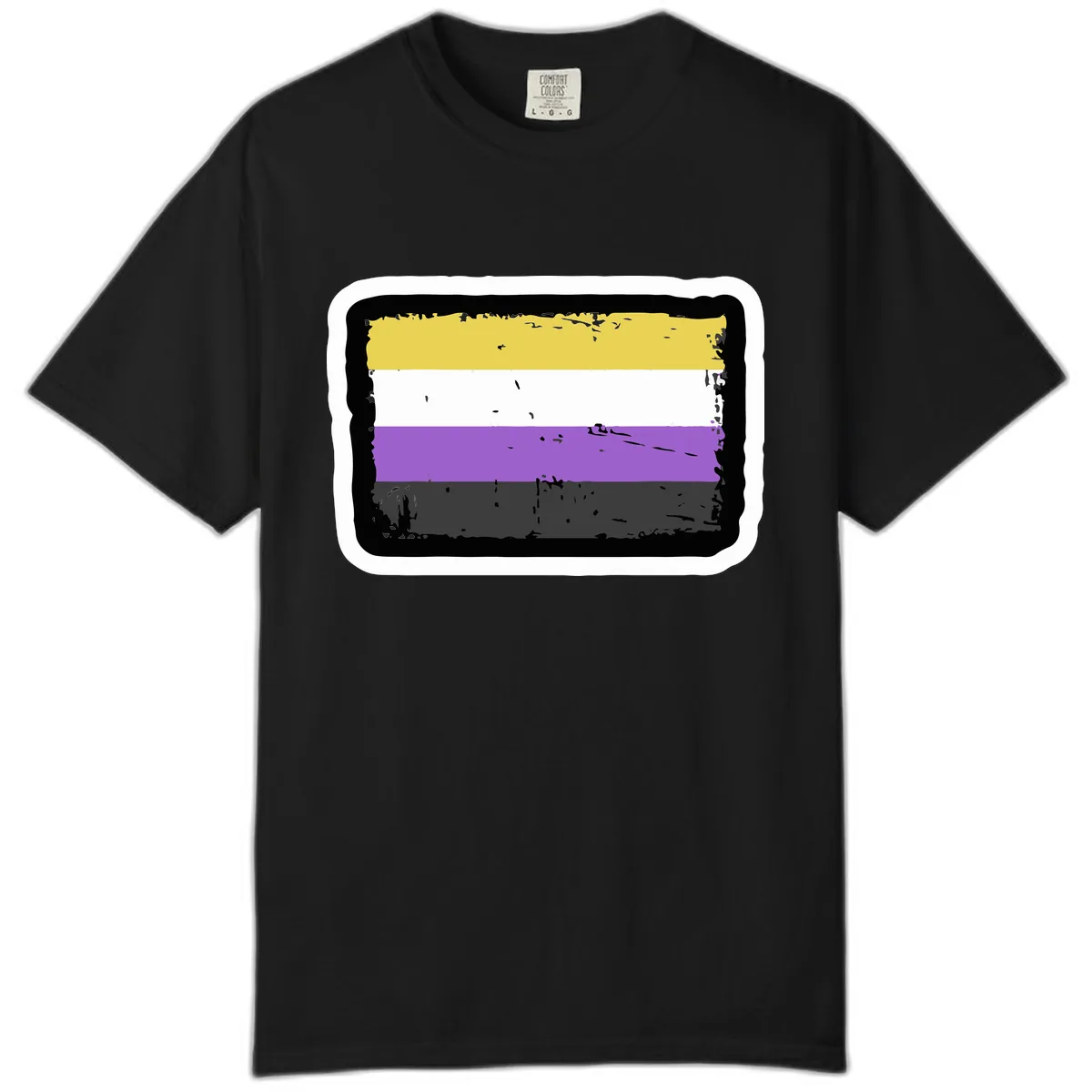 Nonbinary Pride Flag Comfort Color in Black
