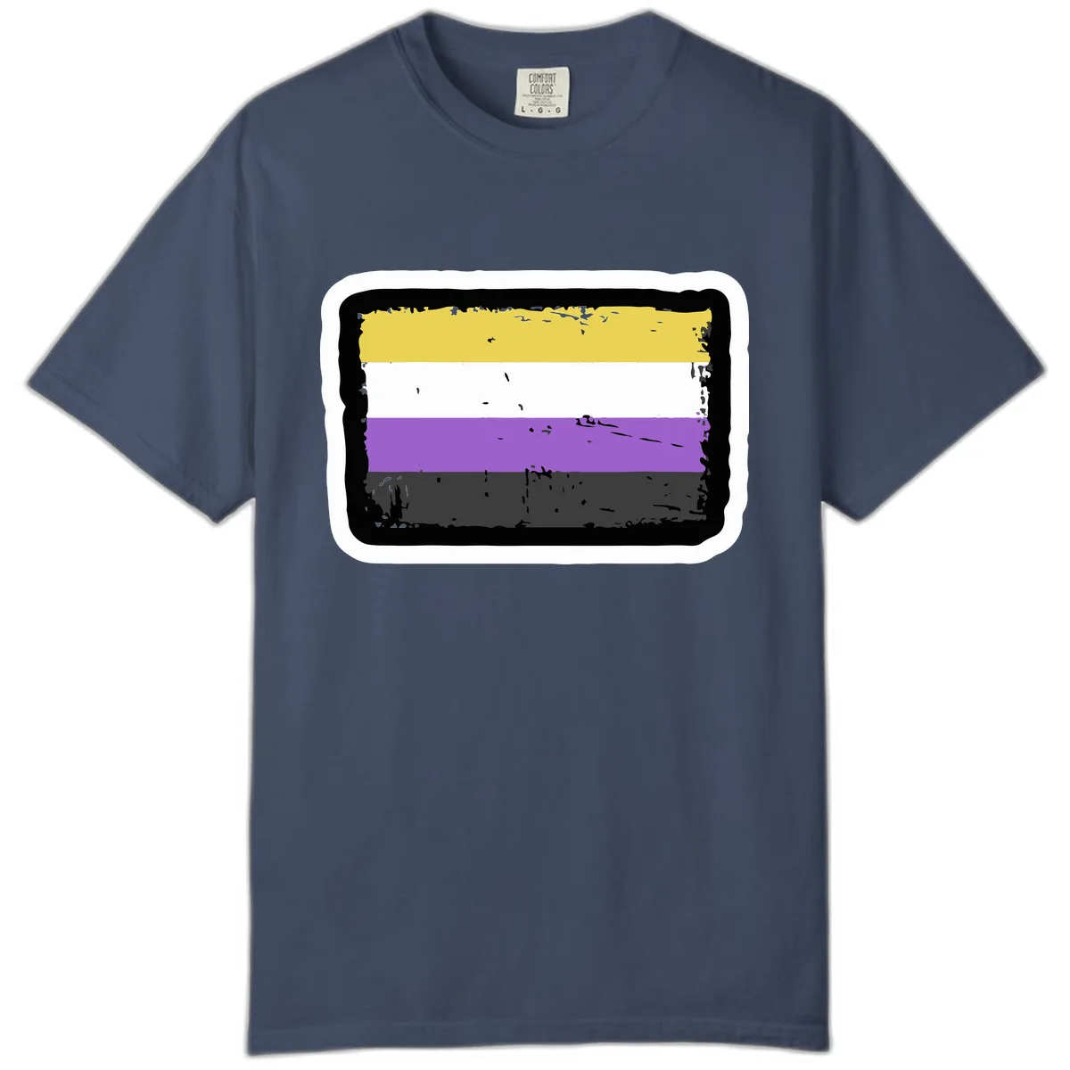 Nonbinary Pride Flag Comfort Color in Midnight