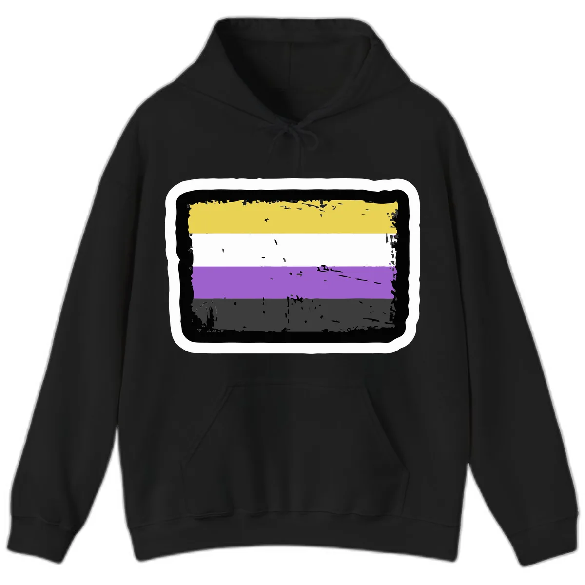 Nonbinary Pride Flag Hoodie in Black