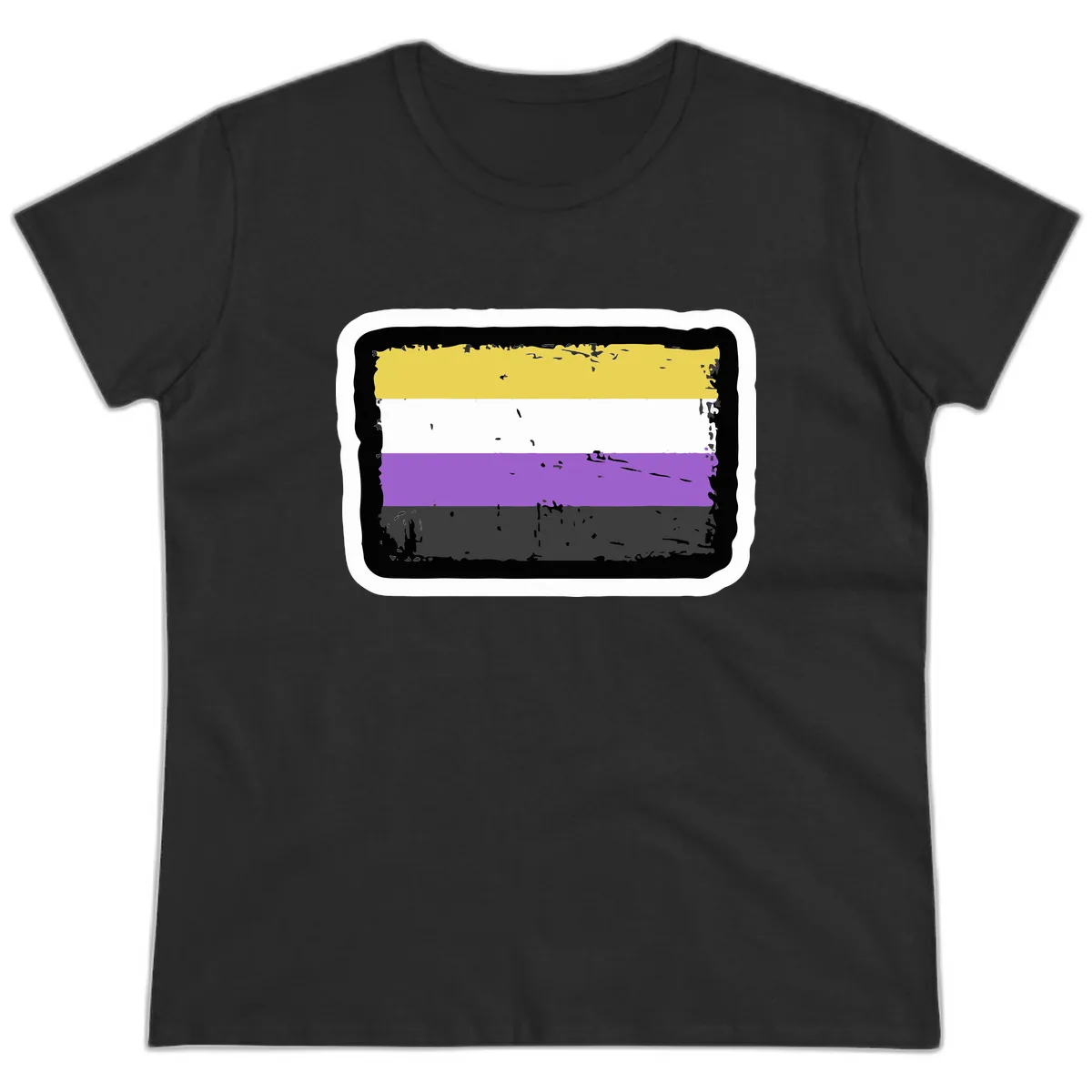 Nonbinary Pride Flag Ladies Tee in Black