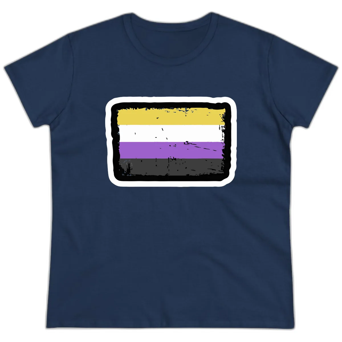 Nonbinary Pride Flag Ladies Tee in Navy