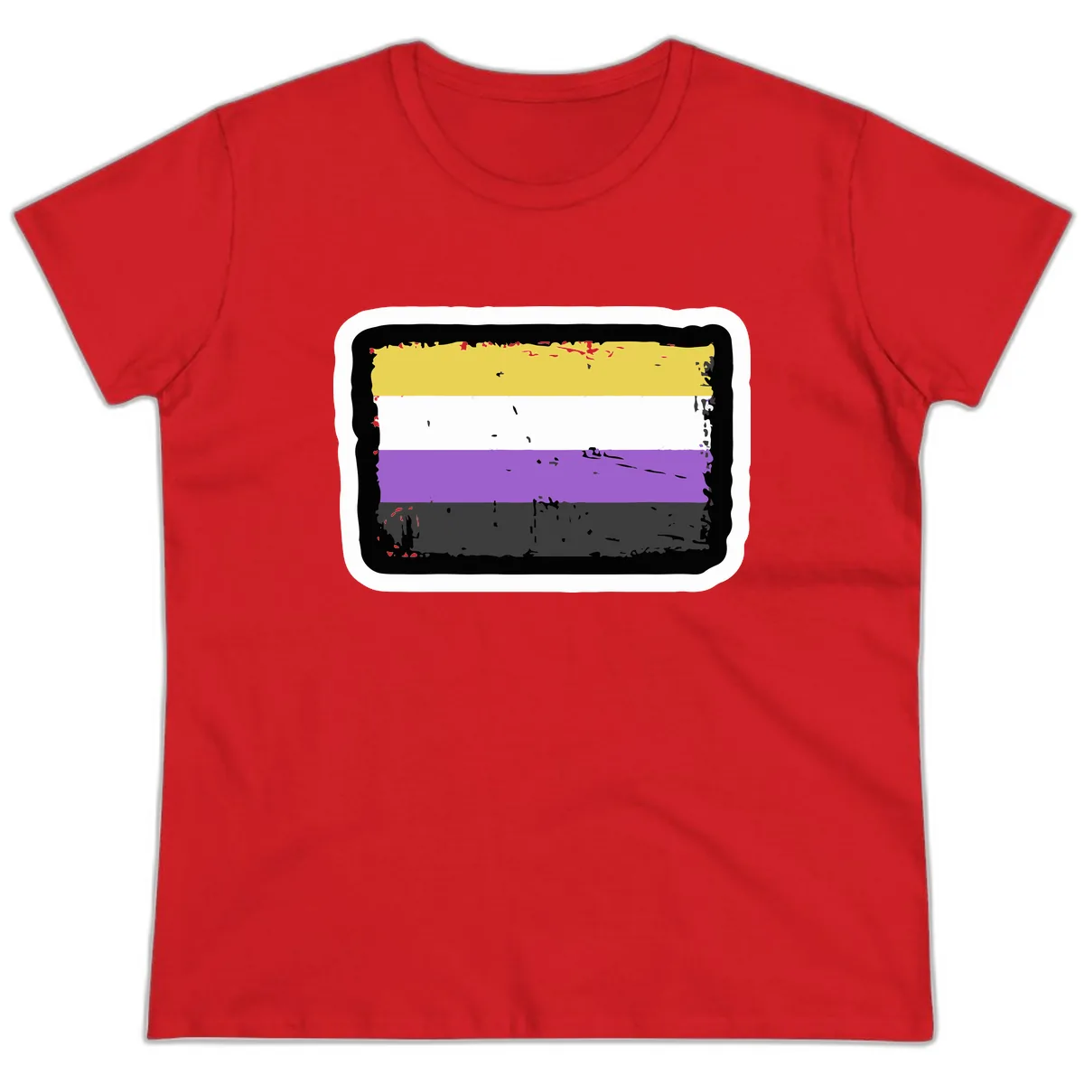 Nonbinary Pride Flag Ladies Tee in Red
