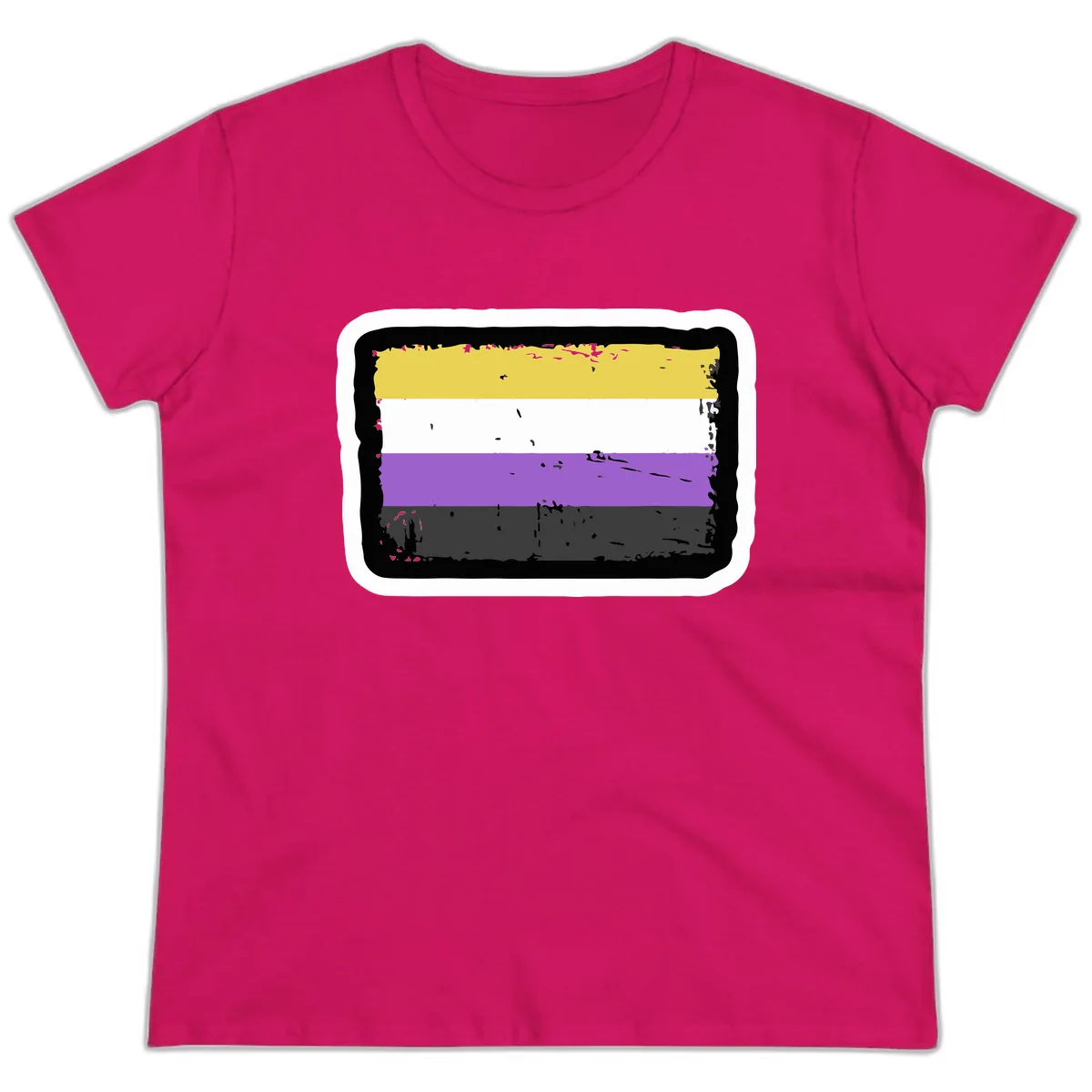 Nonbinary Pride Flag Ladies Tee in Heliconia