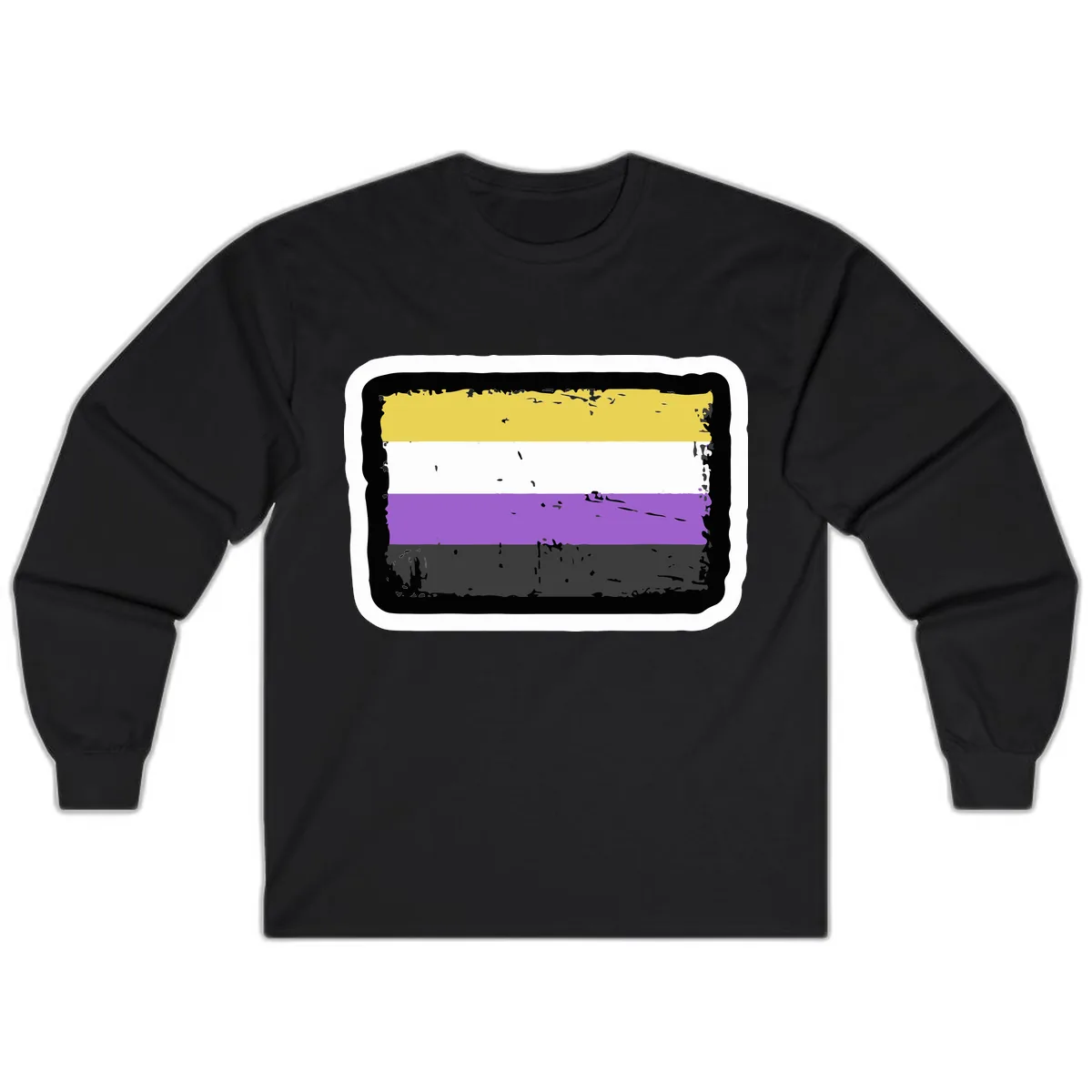 Nonbinary Pride Flag Long Sleeve in Black