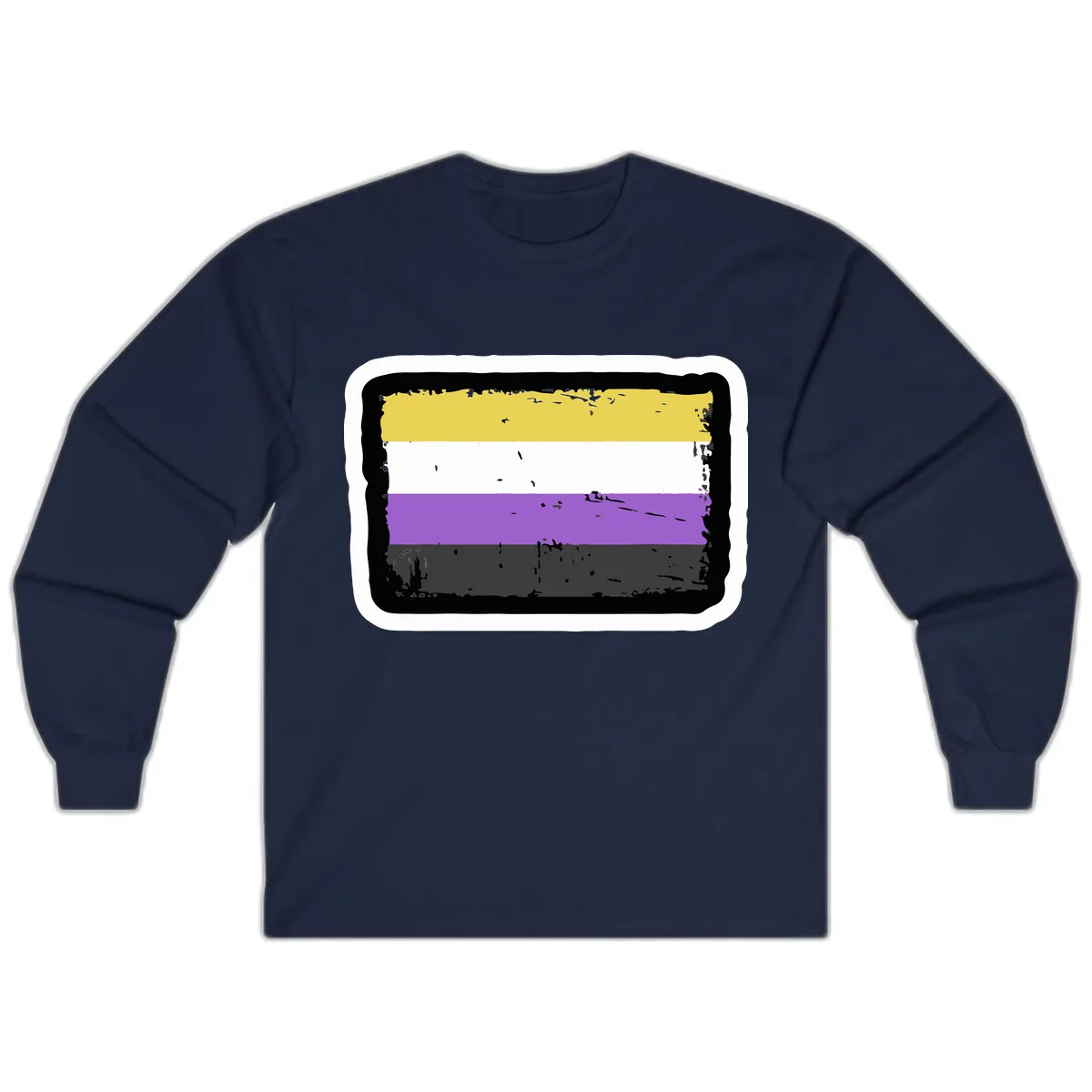 Nonbinary Pride Flag Long Sleeve in Navy