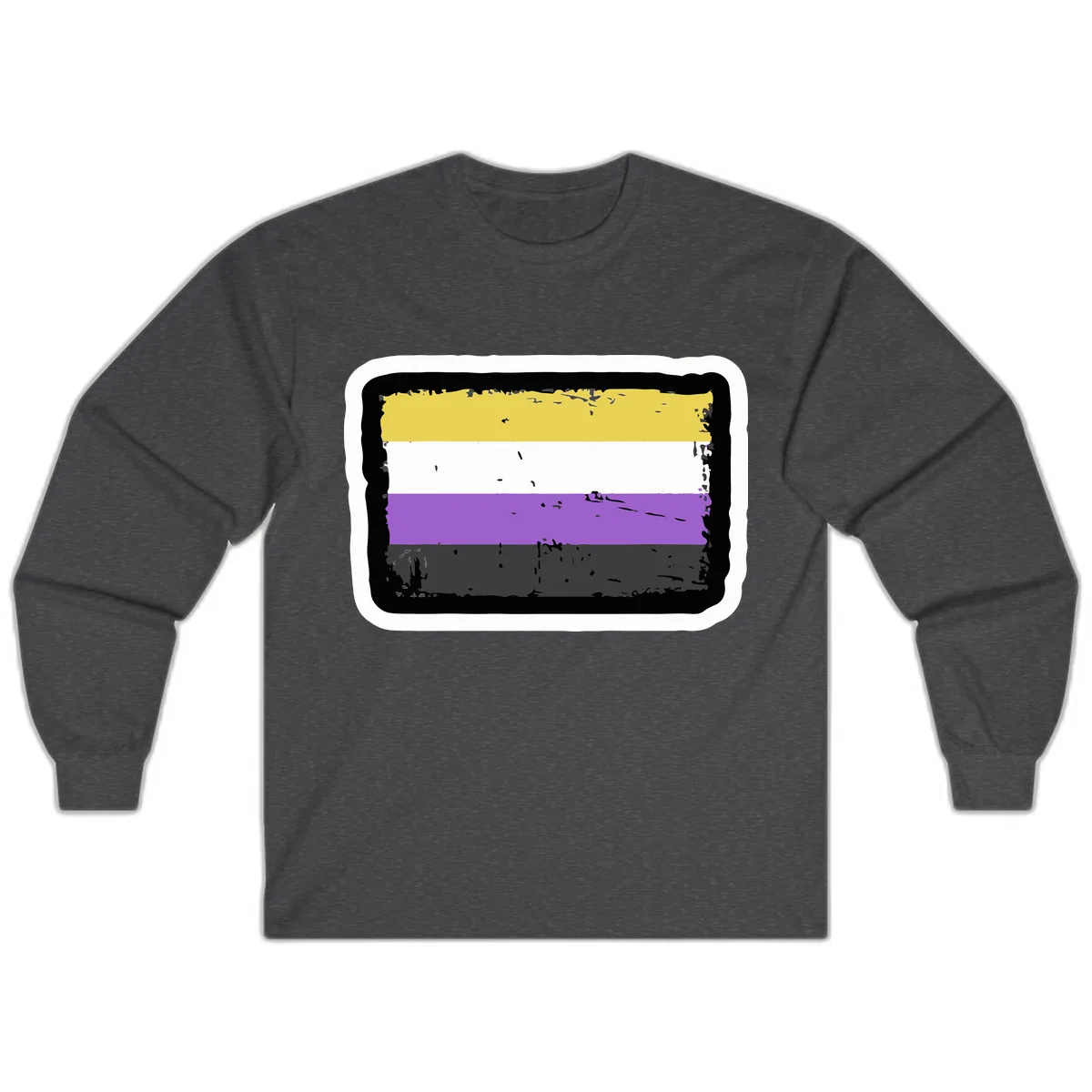 Nonbinary Pride Flag Long Sleeve in Dark Heather