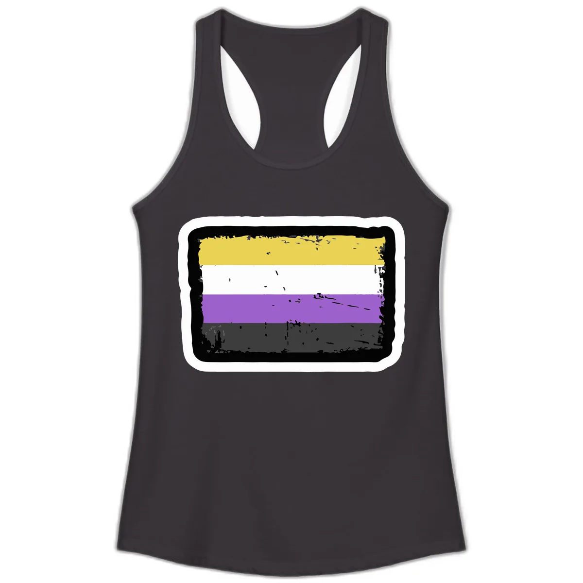 Nonbinary Pride Flag Ladies Tank in Black