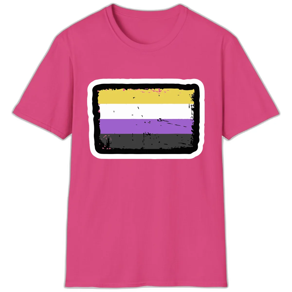 Nonbinary Pride Flag T-Shirt in Heliconia