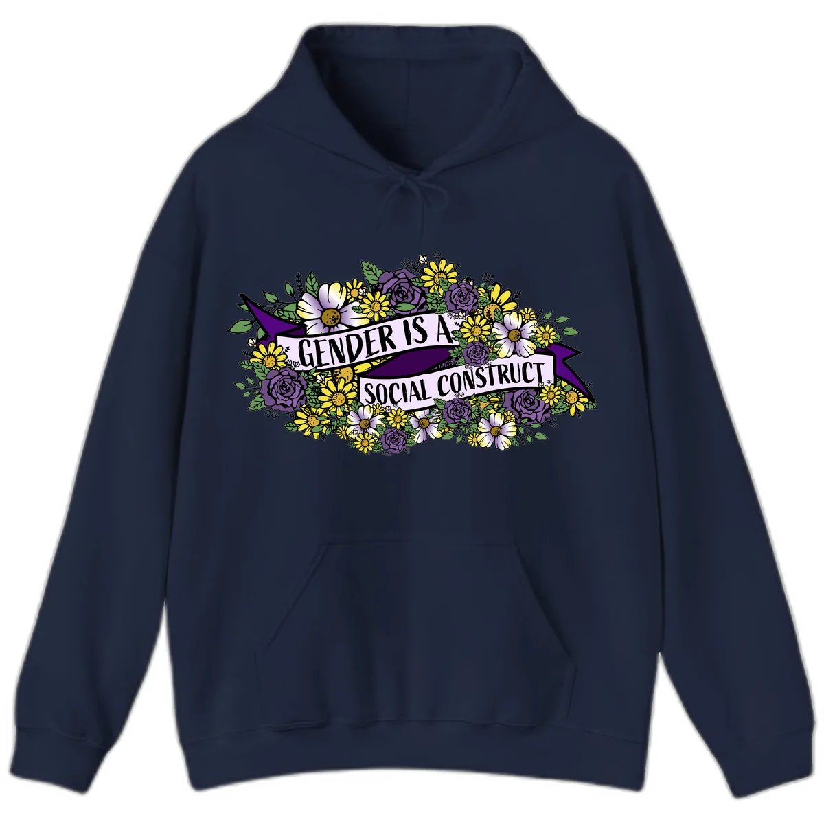 Gender Is A Social Construct Hoodie in Navy